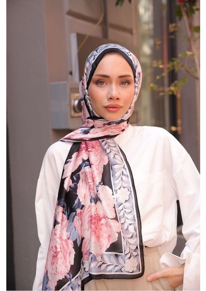Soft Gül Desen Ipek Vual Şal Diorel