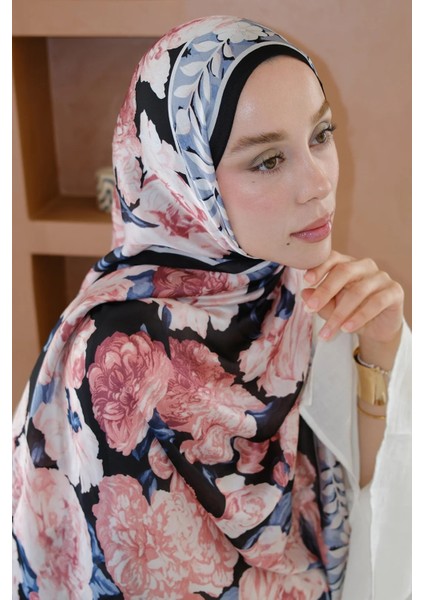 Soft Gül Desen Ipek Vual Şal Diorel