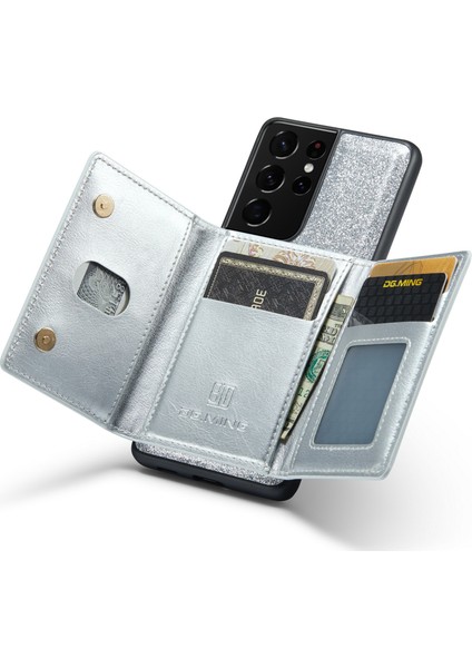 Samsung Galaxy S21 Ultra 5g Parıltılı Manyetik Çıkarılabilir Fermuarlı Cep Kılıfı Kickstand Pu Deri Kaplamalı Pc + Tpu Koruyucu Telefon Kılıfı (Yurt Dışından) fiyatları