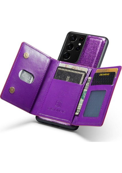 Samsung Galaxy S21 Ultra 5g Parıltılı Manyetik Çıkarılabilir Fermuarlı Cep Kılıfı Kickstand Pu Deri Kaplamalı Pc + Tpu Koruyucu Telefon Kılıfı (Yurt Dışından) fiyatları