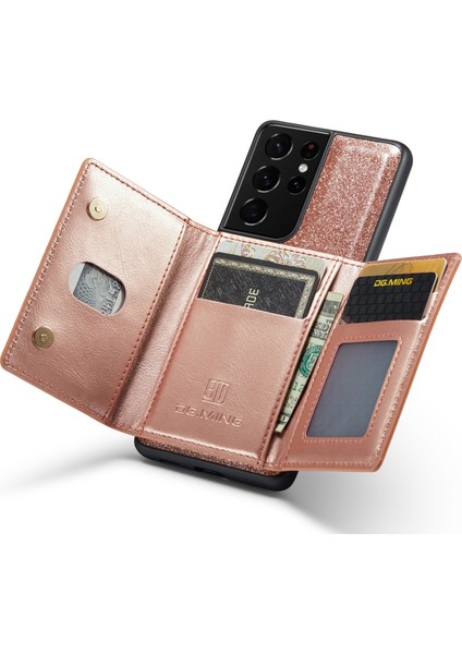 Samsung Galaxy S21 Ultra 5g Parıltılı Manyetik Çıkarılabilir Fermuarlı Cep Kılıfı Kickstand Pu Deri Kaplamalı Pc + Tpu Koruyucu Telefon Kılıfı (Yurt Dışından) fiyatları