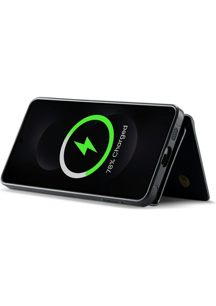 Samsung Galaxy S25 Edge Çıkarılabilir Manyetik Deri Telefon Kılıfı Kart Yuvaları ile (Yurt Dışından)