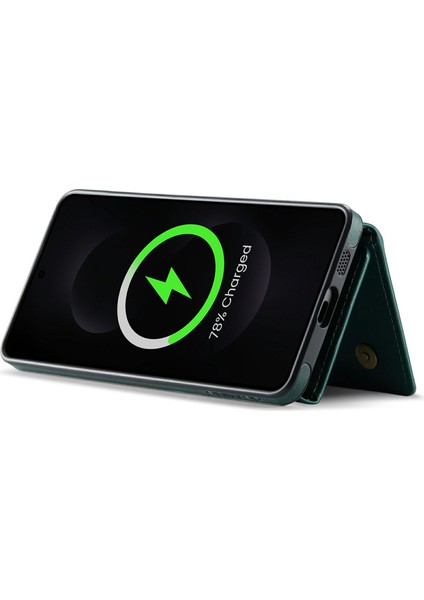 Samsung Galaxy S25 Edge Çıkarılabilir Manyetik Deri Telefon Kılıfı Kart Yuvaları ile (Yurt Dışından)