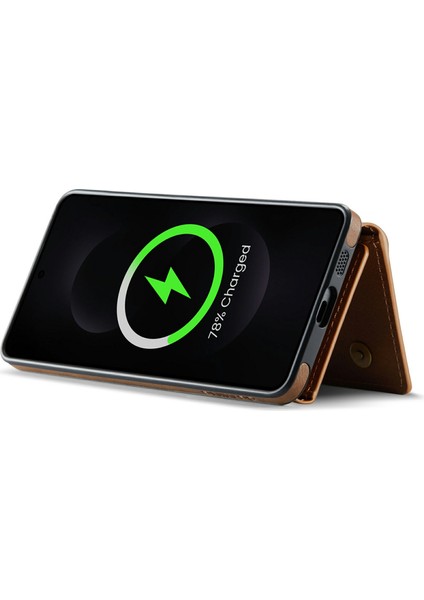 Samsung Galaxy S25 Edge Çıkarılabilir Manyetik Deri Telefon Kılıfı Kart Yuvaları ile (Yurt Dışından)