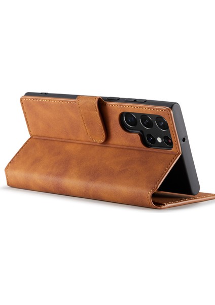 Samsung Galaxy S23 Ultra Retro Pu Deri Düşmeye Karşı Kapaklı Flip Stand Cüzdan Telefon Kılıfı (Yurt Dışından) modelleri