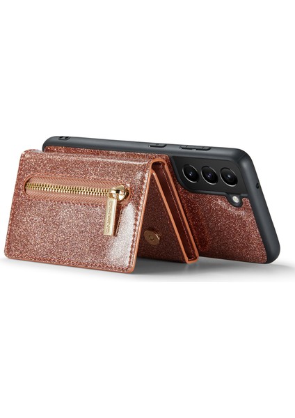 Samsung Galaxy S21 Fe 5g Manyetik Çıkarılabilir Tasarım Parıltılı Bling Tozu Pu Deri Kılıf Pc + Tpu Fermuarlı Cep Cüzdan Ayaklı Telefon Kılıfı (Yurt Dışından) modelleri