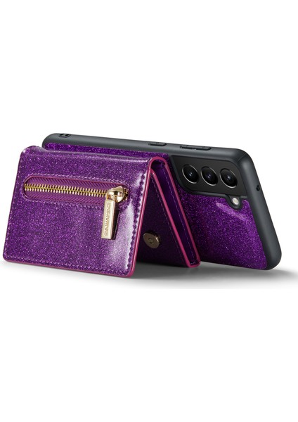 Samsung Galaxy S21 Fe 5g Manyetik Çıkarılabilir Tasarım Parıltılı Bling Tozu Pu Deri Kılıf Pc + Tpu Fermuarlı Cep Cüzdan Ayaklı Telefon Kılıfı (Yurt Dışından) modelleri