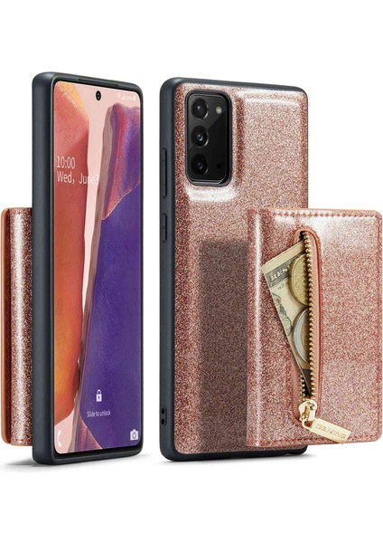 Samsung Galaxy NOTE20/NOTE20 5g 2'si 1 Arada Çıkarılabilir Fermuarlı Cüzdan Telefon Kılıfı Simli Manyetik Telefon Kılıfı Ayaklık (Yurt Dışından)