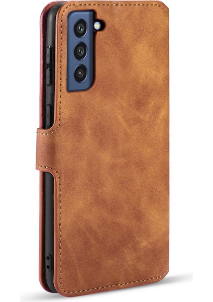 Samsung Galaxy S21 Fe Retro Stil Tam Koruma Deri Cüzdan Standı Telefon Kılıfı (Yurt Dışından) modelleri