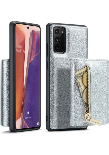 Samsung Galaxy NOTE20/NOTE20 5g 2'si 1 Arada Çıkarılabilir Fermuarlı Cüzdan Telefon Kılıfı Simli Manyetik Telefon Kılıfı Ayaklık (Yurt Dışından)