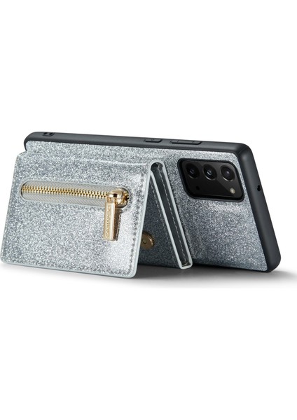 Samsung Galaxy NOTE20/NOTE20 5g 2'si 1 Arada Çıkarılabilir Fermuarlı Cüzdan Telefon Kılıfı Simli Manyetik Telefon Kılıfı Ayaklık (Yurt Dışından) fırsatları