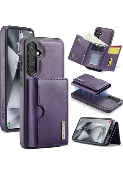 Samsung Galaxy S25 Manyetik Cüzdan Pu + Pc + Tpu Telefon Kılıfı (Yurt Dışından)
