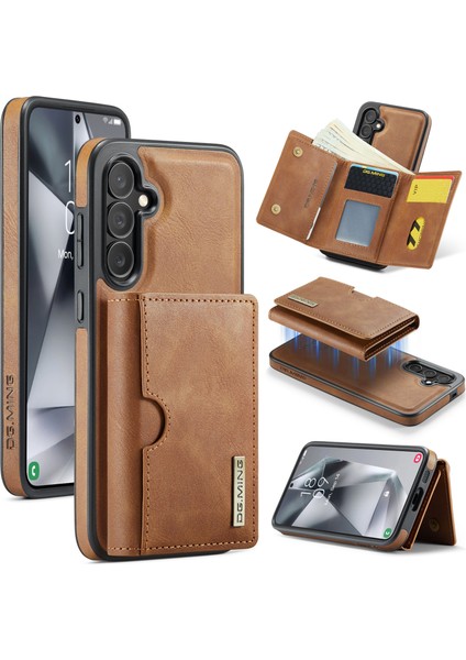 Samsung Galaxy S25 Manyetik Cüzdan Pu + Pc + Tpu Telefon Kılıfı (Yurt Dışından)