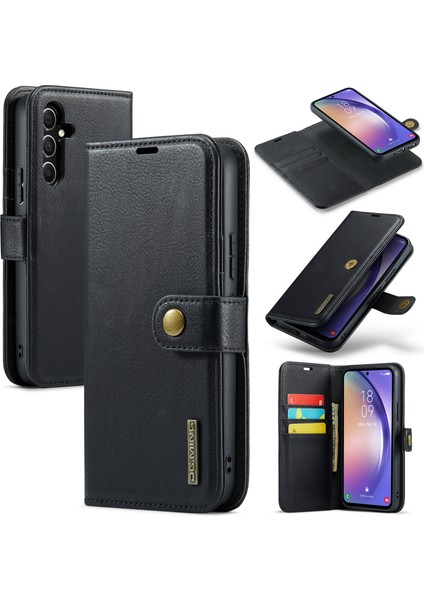 Samsung Galaxy A54 5g Bölünmüş Deri Stand Cüzdan Telefon Kılıfı Manyetik Çıkarılabilir Koruyucu Kılıf (Yurt Dışından)