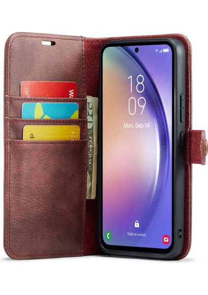 Samsung Galaxy A54 5g Bölünmüş Deri Stand Cüzdan Telefon Kılıfı Manyetik Çıkarılabilir Koruyucu Kılıf (Yurt Dışından) fiyatları