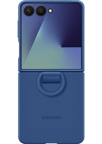 Galaxy Z Flip 7 Yüzüklü Silikon Kılıf - Lacivert