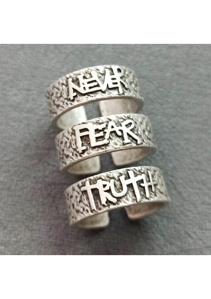 Never Fear Truth Johnny Depp Yüzüğü Erkek Yüzük Seti Gümüş Kaplama Ayarlanabilir El Yapımı Yüzük modelleri