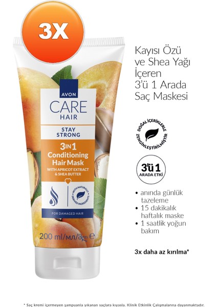 Care Kayısı Özü ve Shea Yağı İçeren 3’ü 1 Arada Saç Maskesi 200 ml 3’lü fiyatları