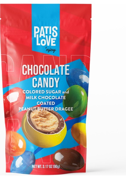 Renkli Şeker Kaplı Sütlü Çikolatalı Yer Fıstığı Krema Draje, 90 gr