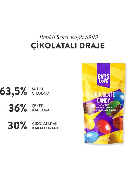 Renkli Şeker Kaplı Sütlü Çikolatalı Draje, 90 gr