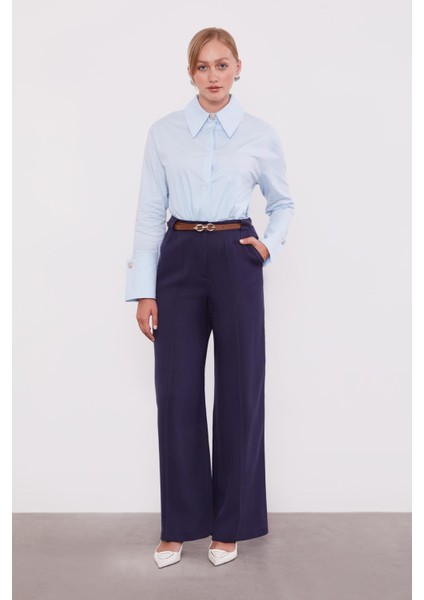 Lacivert Kemerli Palazzo Pantolon fiyatları