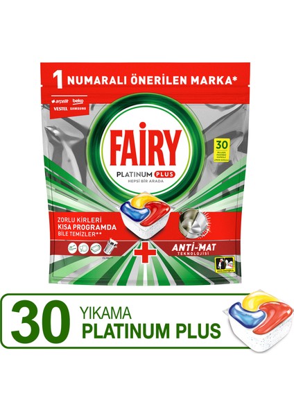 Platinum Plus Bulaşık Makinesi Deterjanı Kapsülü/ tableti 30 Yıkama