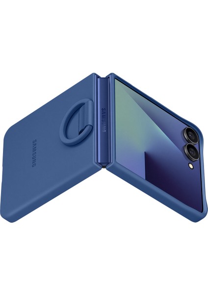 Galaxy Z Flip 7 Yüzüklü Silikon Kılıf - Lacivert