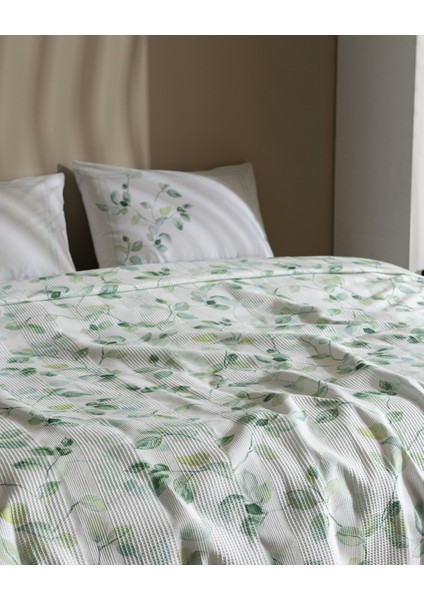 Rumilly King Size %100 Pamuk Karde Baskılı Pike Takımı - Yeşil fiyatları