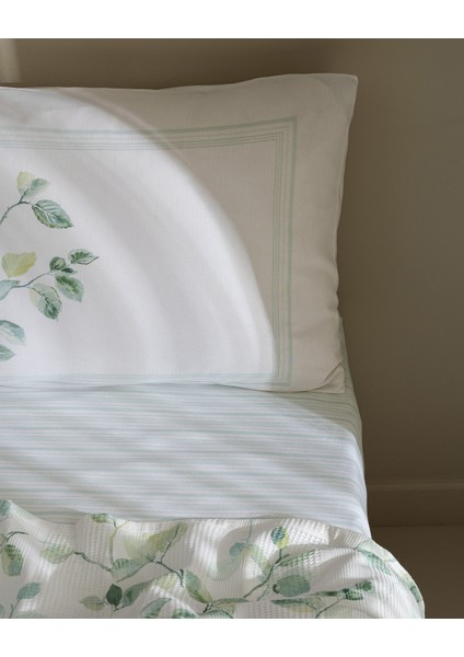 Rumilly King Size %100 Pamuk Karde Baskılı Pike Takımı - Yeşil
