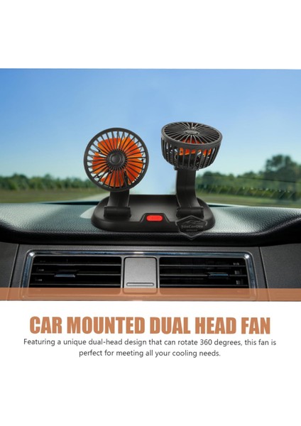 Üniversal Oto Ofis Araç Içi Torpido Üstü Vantilatör Çift Başlıklı USB Girişli 2 Kademeli Soğutucu Fan 360° Dönebilen Ultra Sessiz Oynar Başlıklı Araç Fanı