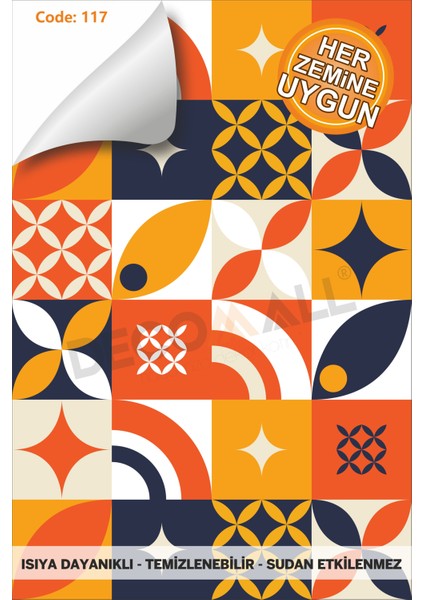 Code 117 Suya Dayanıklı Mutfak Banyo Zemin Mermer Mobilya Fayans Yapışkanlı Folyo Kaplama