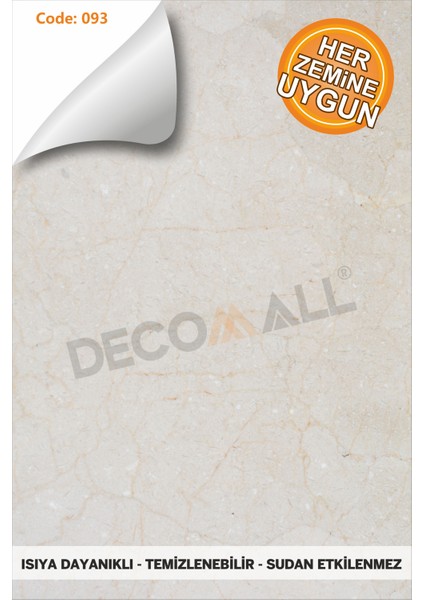 Code 92 Suya Dayanıklı Mutfak Banyo Zemin Mermer Mobilya Fayans Folyo Kaplama (Laminasyonlu)