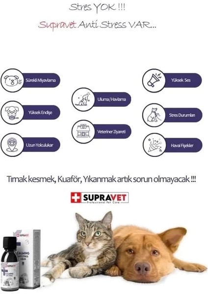 Supravet Calming Anti Stress Kedi ve Köpekler Için Sıvı Sakinleştirici Damla 100 ml fırsatları