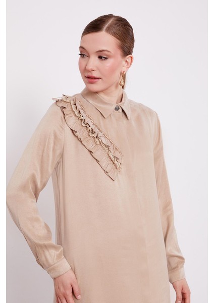 Bej Fırfır Detaylı Cupra Gömlek fiyatları