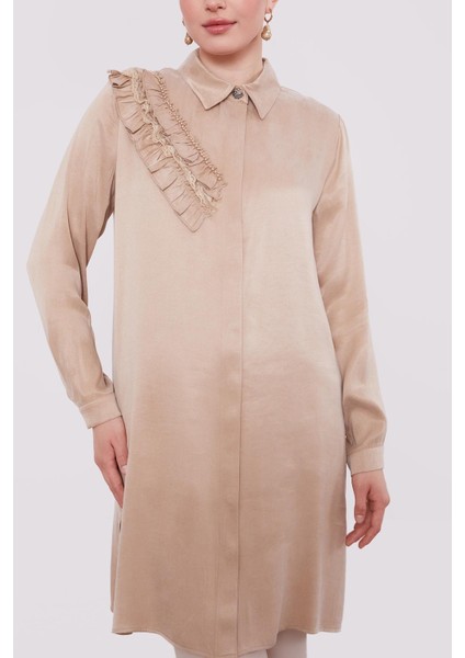 Bej Fırfır Detaylı Cupra Gömlek modelleri