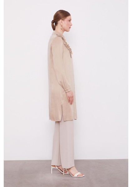 Bej Fırfır Detaylı Cupra Gömlek fırsatları