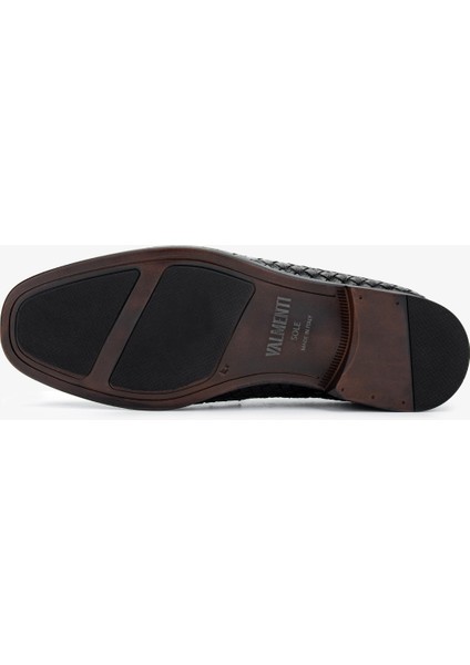 Erkek Hakiki Deri Siyah Loafer Ayakkabı 537 3682 Erk Ayk Y25 Sıyah Orgu