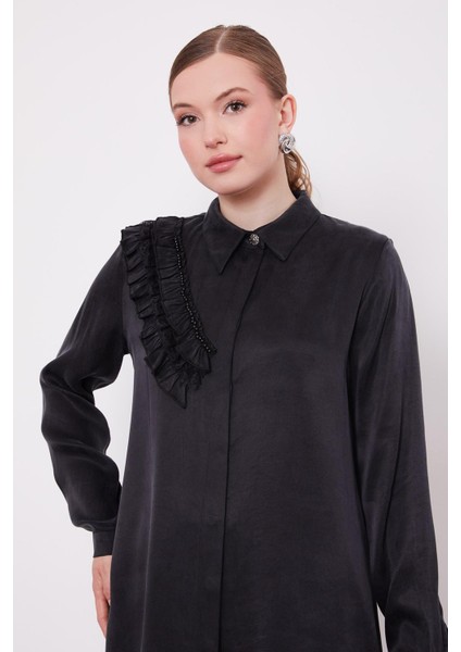 Siyah Fırfır Detaylı Cupra Gömlek modelleri
