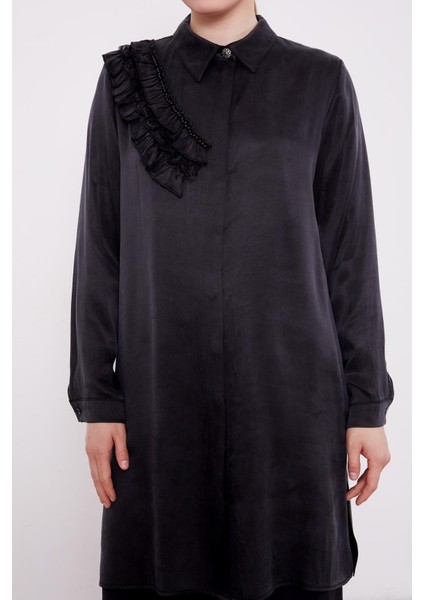 Siyah Fırfır Detaylı Cupra Gömlek fırsatları