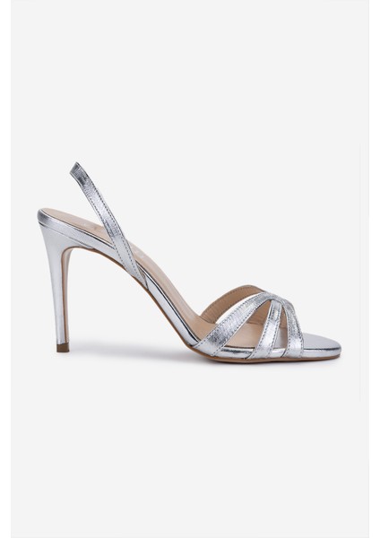 Kadın Gri Topuklu Ayakkabı 1074 2306 Bn Ayk Y25 Gumus Dr