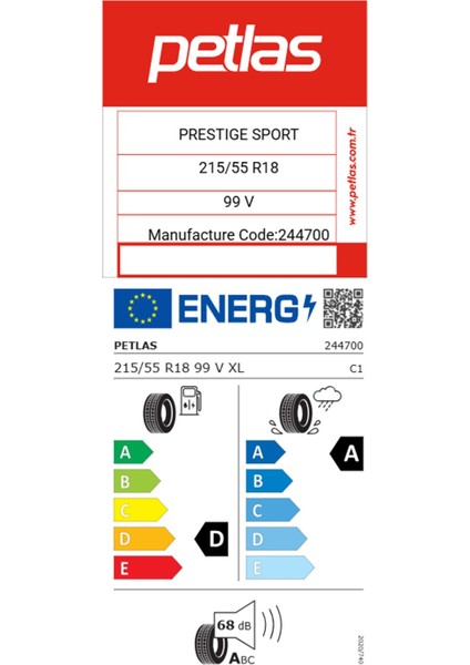 215/55 R18 Tl 99V Xl Prestıge Sport Oto Yaz Lastiği(Üretim Yılı:2025) fiyatları