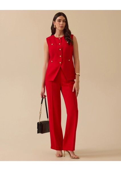 10001 Önden Düğmeli Sıfır Yaka Önden Cepli Yarım Kollu Yelek #03-25#