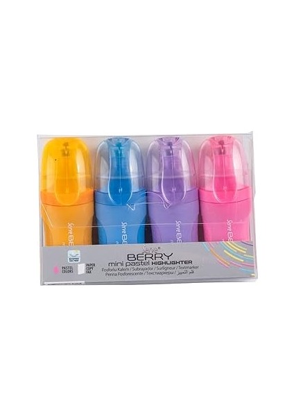 SV-BRMFKP4PS Berry Mini Fosforlu Kalem, Pastel, 4'lü Pet