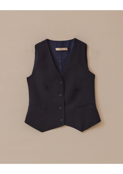 10018 Kruvaze Yaka Cep Görünümlü Önden Düğmeli Şık Yelek #03-25# fırsatları