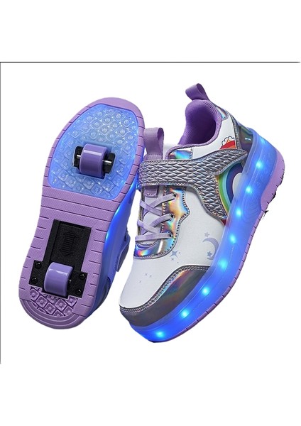 Mkjınmeı Çocuk Koşu Ayakkabıları Kızlar LED Işıklı Buz Pateni Paten (Yurt Dışından)