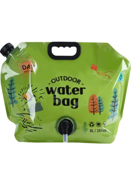 2 Parçalı Kamp Taşınabilir Su Depolama Çantası Katlanır Musluk Plastik Kova Kalınlaştırılmış Su Torbası (2 Parça) (Yurt Dışından)