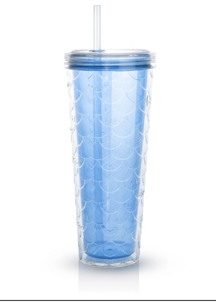 Sparkle Pipetli Renkli Bardak 750 ml Kapaklı Sunum Bardağı ,meşrubat Bardağı