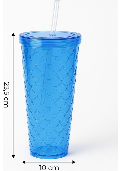 Sparkle Pipetli Renkli Bardak 750 ml Kapaklı Sunum Bardağı ,meşrubat Bardağı
