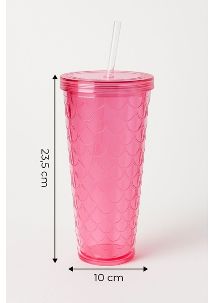 Sparkle Pipetli Renkli Bardak 750 ml Kapaklı Sunum Bardağı ,meşrubat Bardağı