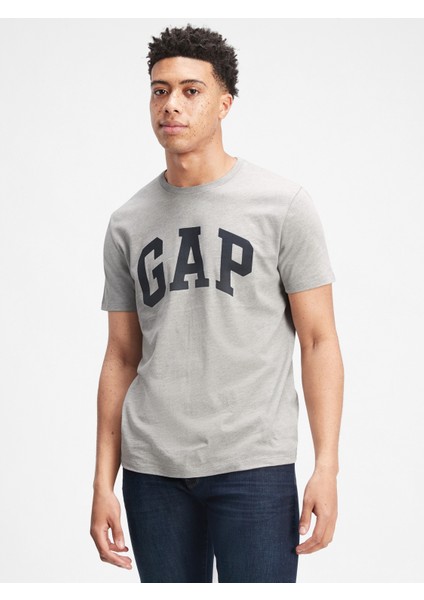 Erkek Gri Gap Logo Kısa Kollu T-Shirt